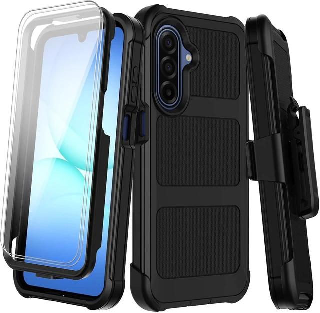 Main image of for Galaxy A17 5G Case with Belt Clip Holster 2X Screen Protectors & Kickstand Heavy Duty Shockproof Drop Protection Bumper Military Grade Full Body Rugged Durable Phone Cover (Black)