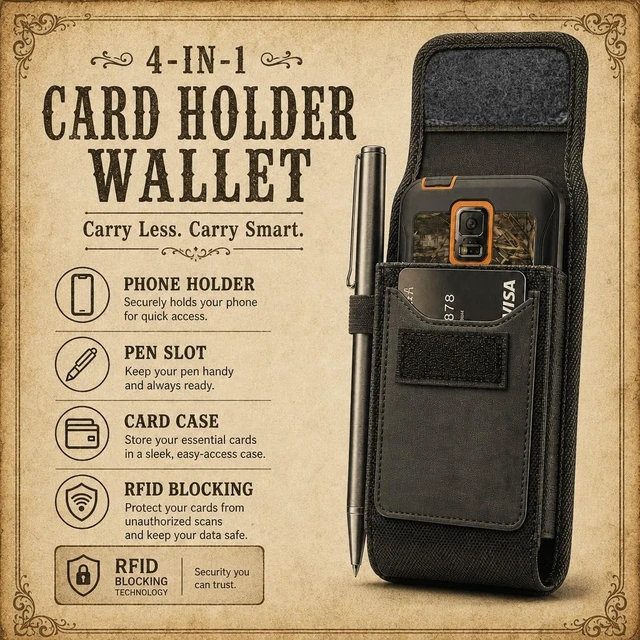 Alt view image 2 of 7 - Nylon Cell Phone Holster with Belt Clip for Men Black Phone Case
