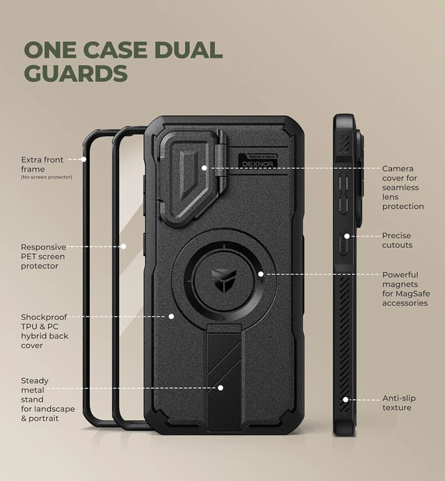 Alt view image 6 of 7 - for Galaxy S26 FE Case with Stand & Camera Cover & Screen Protector & 2 Front Frames Compatible with MagSafe Rugged Shockproof Bumper Cases Magnetic Protective Cover(2026) Black