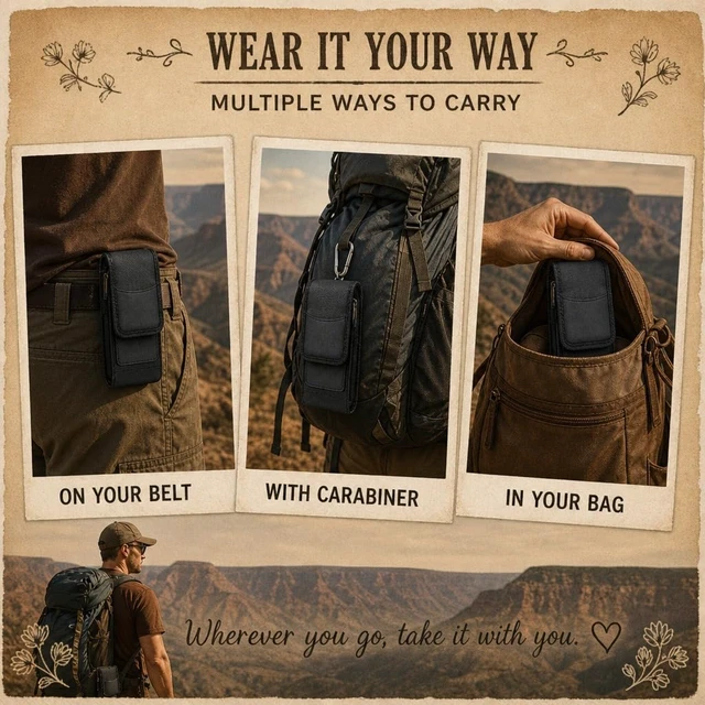 Alt view image 7 of 7 - Nylon Cell Phone Holster with Belt Clip for Men Black Phone Case