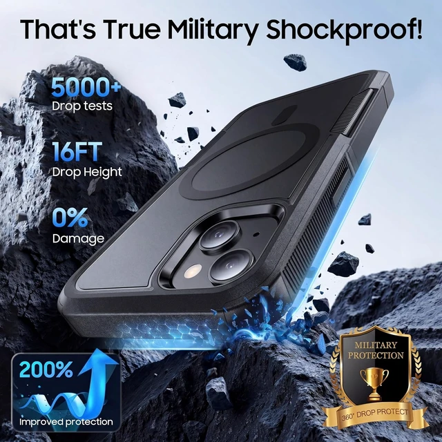 Alt view image 2 of 2 - Magnetic for iPhone 15 Case Military-Grade Shockproof Black
