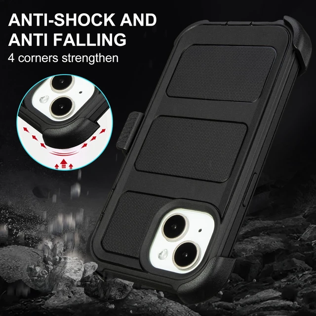 Alt view image 6 of 6 - for Defender Phone Case iPhone 14 Case with Clip Holster Work Outdoor Black