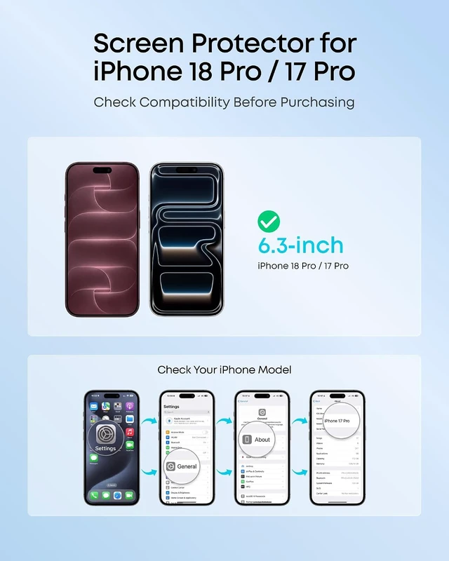 Alt view image 3 of 5 - Screen Protector for iPhone 18 Pro / 17 Pro 6.3-Inch 2-Pack