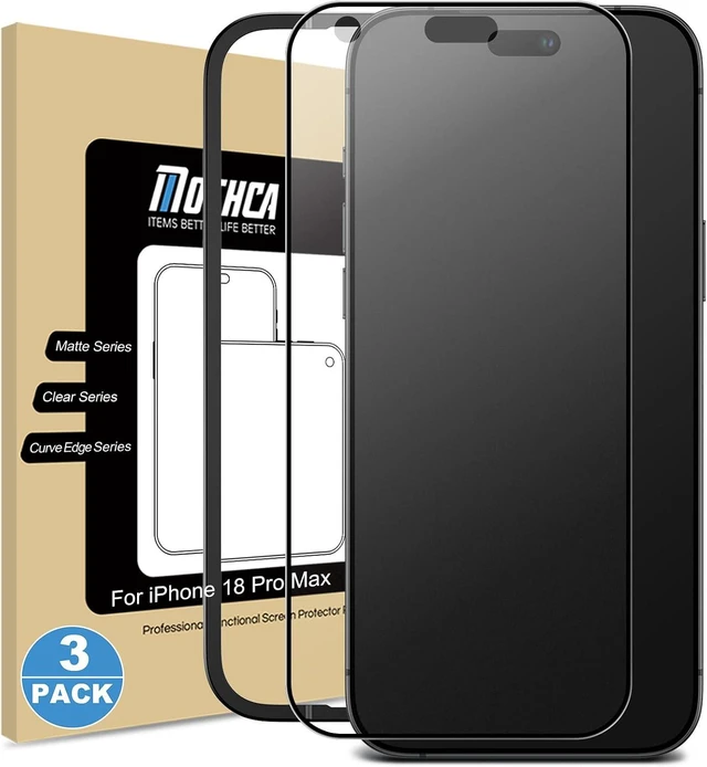 Main image of 3 Pack for iPhone 18 Pro Max Matte Glass Screen Protector 6.9-inch