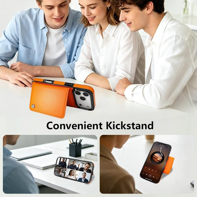 Alt view image 5 of 6 - for iPhone 18/17 Pro Max Detachable Magnetic Slim Wallet Case Orange