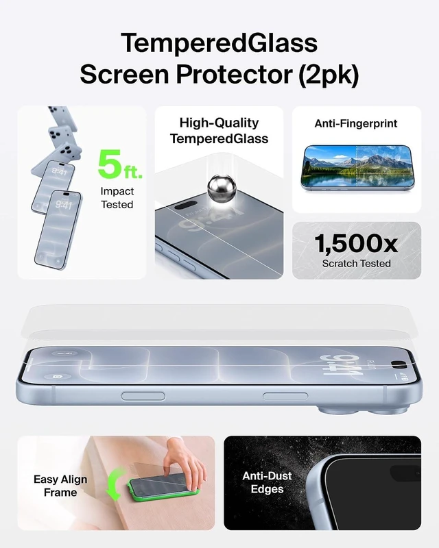 Main image of TemperedGlass Screen Protector 2 Pack iPhone 18 Pro Max/17 Pro Max