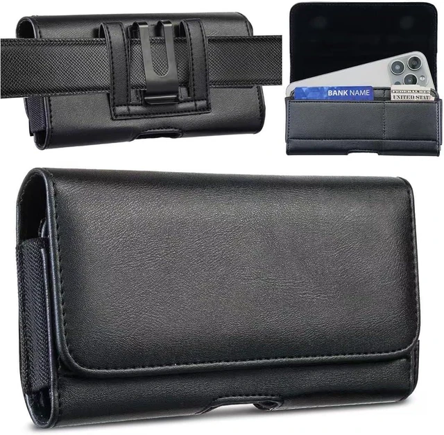 Main image of Cell Phone Holster Holder Belt Clip Case Pouch with Card Slot (Black Large)