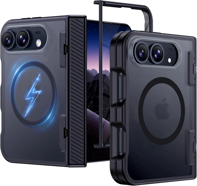 Main image of Hualele Magnetic for iPhone Duo Case Heavy Duty & Hinge Protection Black