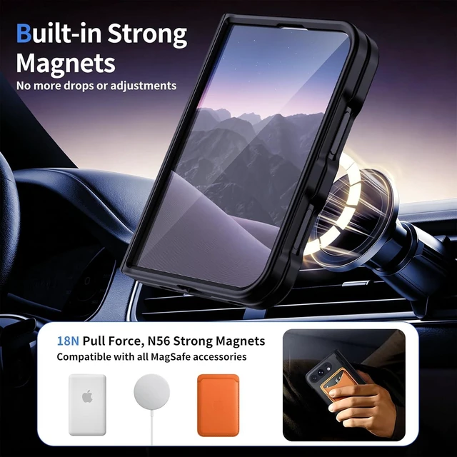 Alt view image 3 of 4 - Hualele Magnetic for iPhone Duo Case Heavy Duty & Hinge Protection Black