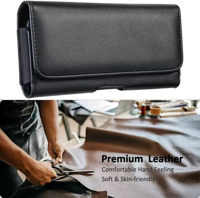 Alt view image 5 of 7 - Cell Phone Holster Holder Belt Clip Case Pouch with Card Slot (Black Large)