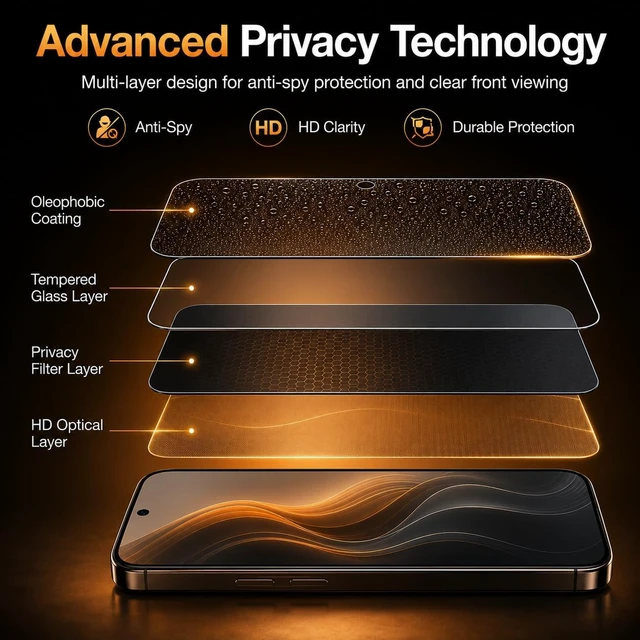 Alt view image 3 of 6 - Privacy Screen Protector for iPhone 18 Pro Max - 3Pack