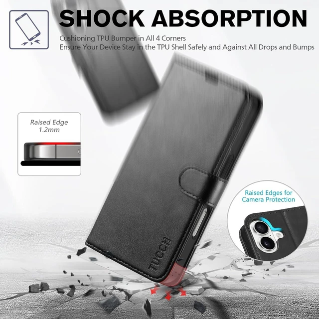 Alt view image 4 of 5 - Wallet Case for iPhone 16 (6.1) 2024 4 Card Holders Black