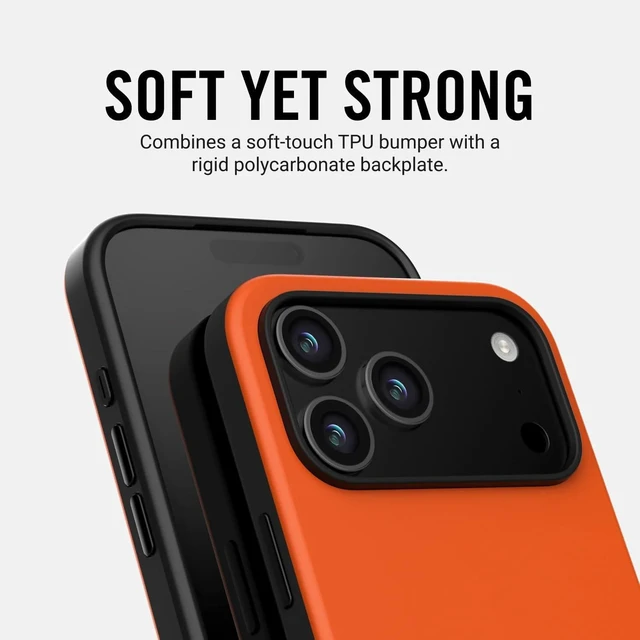 Main image of Ridge Case Compatible with iPhone 17 PRO - Compatible with MAGSAFE & Wireless Charging Aluminum Control Buttons Dual-Layer Construction TPU Bumper with Drop Protection (Basecamp Orange)