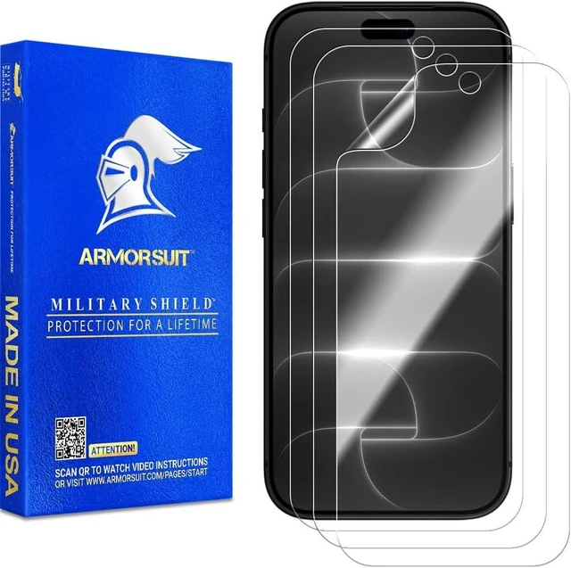 Main image of 3 Pack for iPhone 18 Pro (6.3) Screen Protector Case Friendly MilitaryShield HD Clear Film - Made in USA