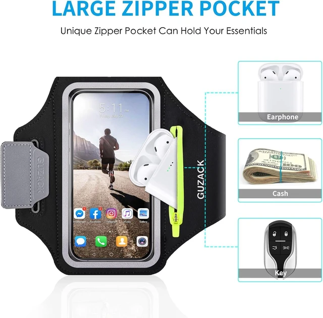 Alt view image 2 of 7 - GUZACK Running Armband for iPhone 18 Pro Max 17 16 15 14 13 Galaxy S26/S25/S24/S23 with Card Slot & Key Pockets Sports Arm Bands Cell Phone Holder Fit Up to 6.9 Inches Phone