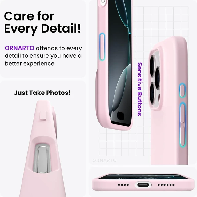 Alt view image 4 of 5 - for iPhone 16 Pro Max Case Liquid Silicone Chalk Pink