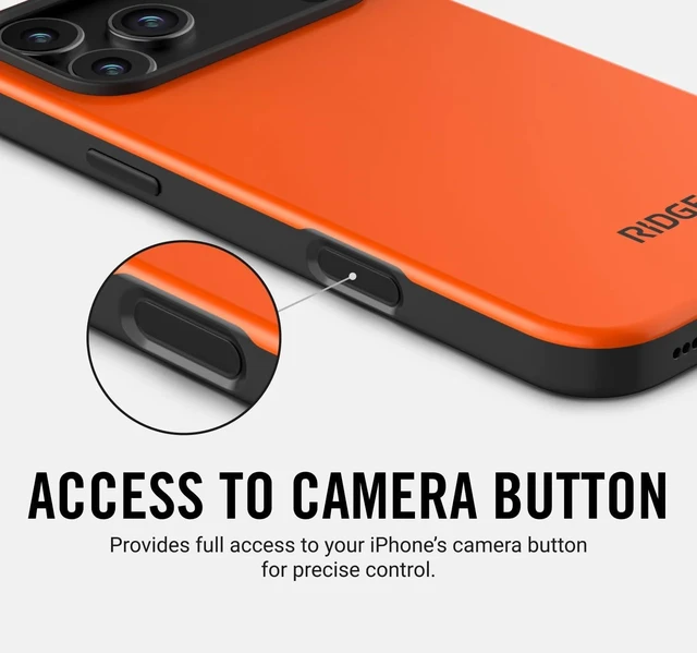 Alt view image 2 of 2 - Ridge Case Compatible with iPhone 17 PRO - Compatible with MAGSAFE & Wireless Charging Aluminum Control Buttons Dual-Layer Construction TPU Bumper with Drop Protection (Basecamp Orange)