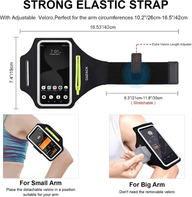 Alt view image 6 of 7 - GUZACK Running Armband for iPhone 18 Pro Max 17 16 15 14 13 Galaxy S26/S25/S24/S23 with Card Slot & Key Pockets Sports Arm Bands Cell Phone Holder Fit Up to 6.9 Inches Phone