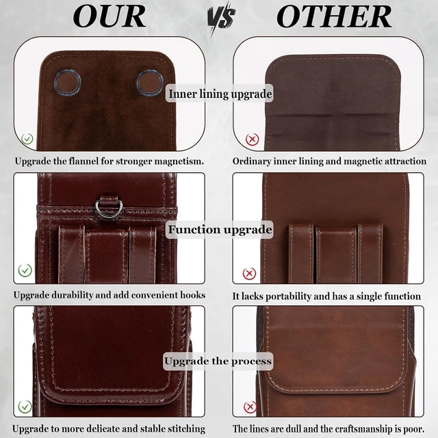 Alt view image 2 of 5 - Leather Phone Holster - Genuine Full-Grain Buffalo Leather Cell Phone Holsters - for iPhone 16 15 14 13pro Galaxy S24 S23 S22-7.3 X 3.8 (Coffe Large)