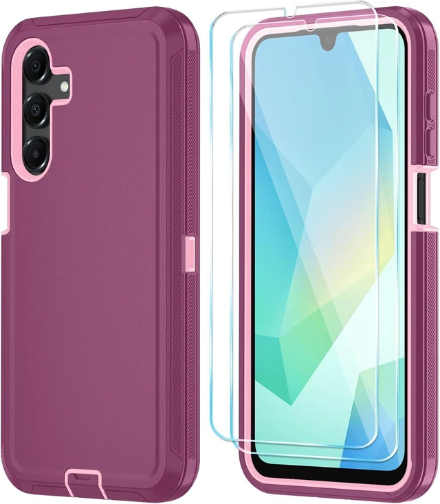Main image of for Galaxy A16 5G Phone Case 3-Layer Cover WineRedPink