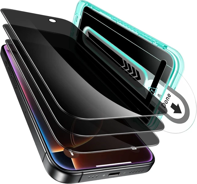 Main image of 3 Pack for iPhone 16 Pro Max Privacy Screen Protector FlawlessFit Tray