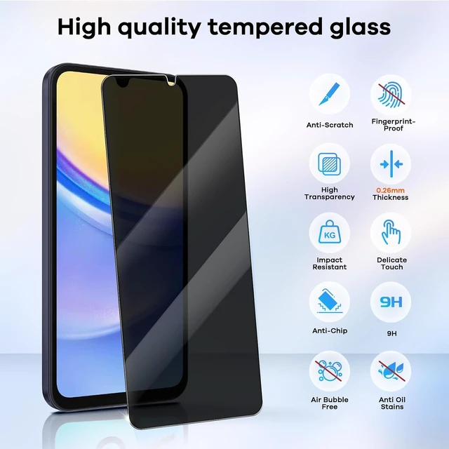 Alt view image 3 of 7 - 3+3 for Galaxy A15 5G Privacy Screen Protector Camera Protector