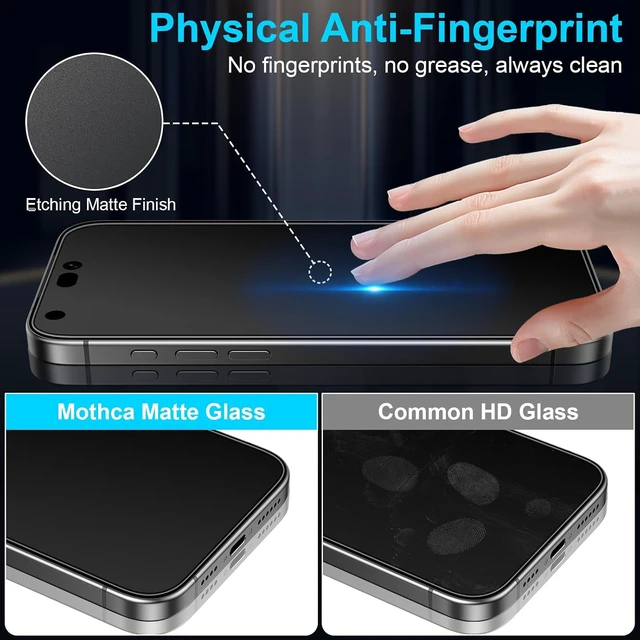 Alt view image 5 of 6 - 2 Pack for iPhone 18 Pro 6.3-inch Matte Glass Screen Protector