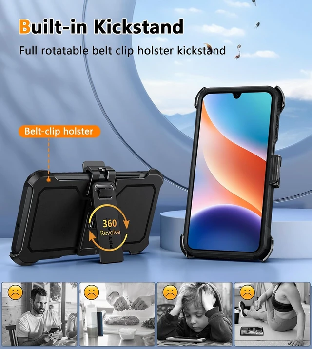 Alt view image 4 of 7 - for Galaxy A17-5G Case: with Belt-Clip Holster Black