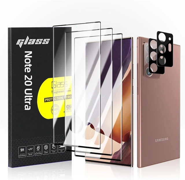 Main image of 3+2 Pack Galaxy Note 20 Ultra Screen Protector 9H Tempered Glass HD Clear Fingerprint Compatible Camera Lens Protector for Galaxy Note 20 Ultra 5G 6.9 Inch