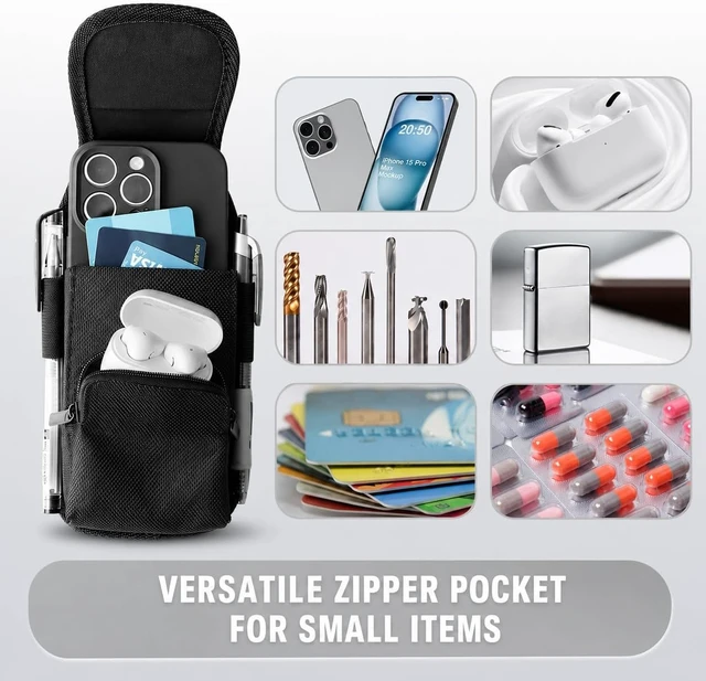 Alt view image 7 of 7 - Phone Holster for Men Cell Phone Pouch with Metal Clip and Magnetic Closure Belt Phone Holder Fits iPhone 18/17/16/15/14/13/12 Pro Max/Plus with Cases L-Black