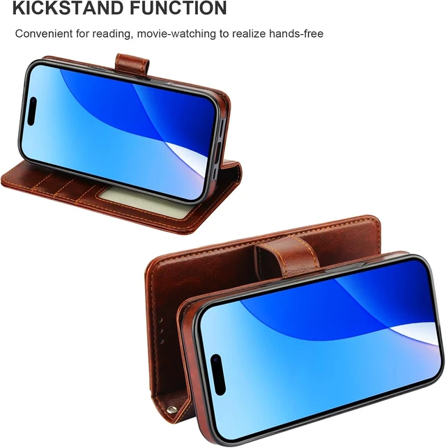 Alt view image 5 of 6 - Detachable Wallet Case Card Holder for iPhone 16 Brown
