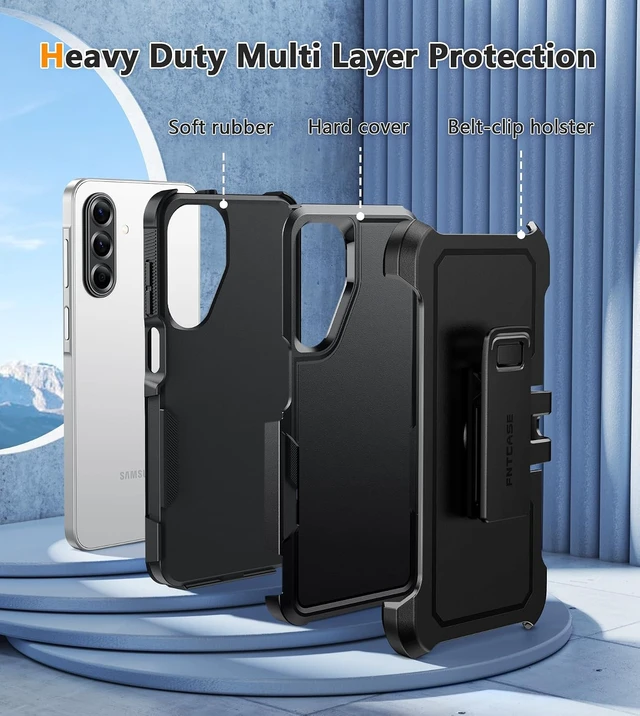 Alt view image 3 of 7 - for Galaxy A17-5G Case: with Belt-Clip Holster Black