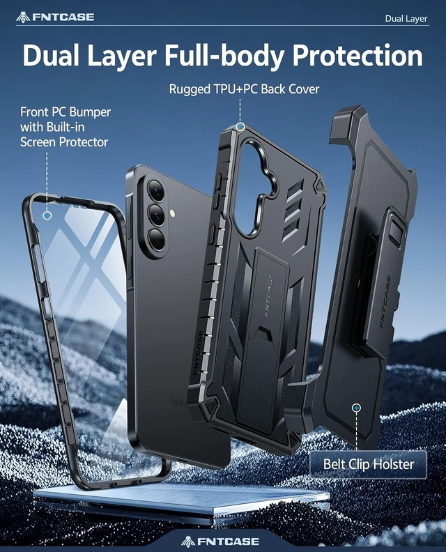 Alt view image 3 of 7 - for Galaxy A37 5G Phone Case with Belt Clip and Kickstand
