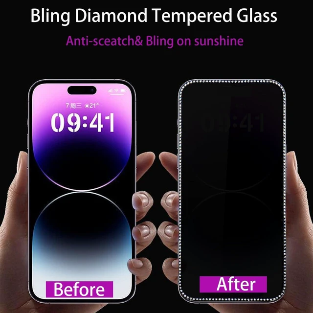 Main image of 2PCS Glitter Screen Protector Suit for iPhone 18 Promax/iPhone 17 Promax/iPhone 16 Pro Max 6.9 Inch Diamond Bling Shiny Sparkling Tempered Glass