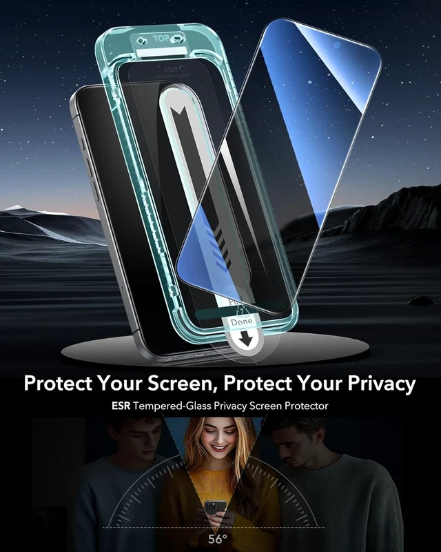 Alt view image 2 of 7 - 3 Pack for iPhone 16 Pro Max Privacy Screen Protector FlawlessFit Tray