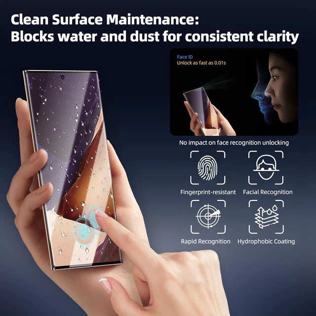 Alt view image 3 of 7 - 3+2 Pack Galaxy Note 20 Ultra Screen Protector 9H Tempered Glass HD Clear Fingerprint Compatible Camera Lens Protector for Galaxy Note 20 Ultra 5G 6.9 Inch