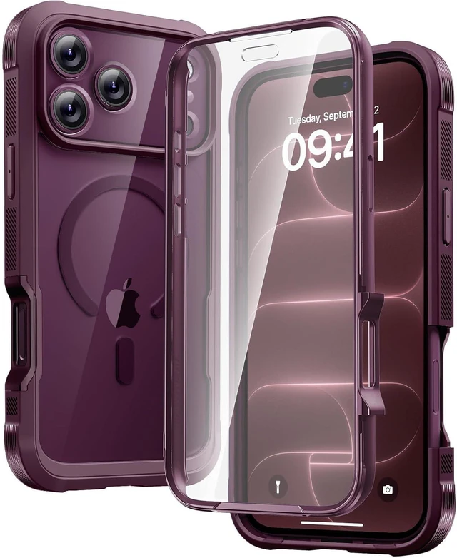 Main image of Magnetic for iPhone 18 Pro Case with Screen Protector Burgundy
