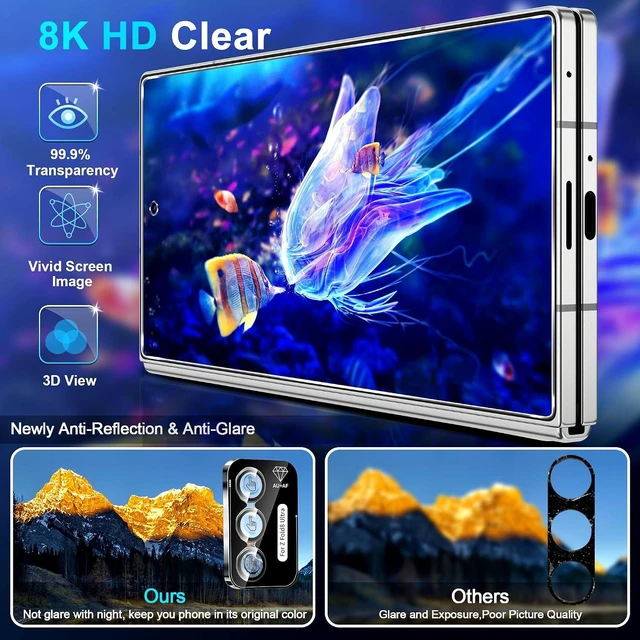 Alt view image 3 of 7 - 3 Pack for Galaxy Z Fold 8 Ultra Screen Protector Tempered Glass + 1 Pack Camera Lens Protector Military Grade Shatterproof 9H+ Hardness Auto Alignment Frame 6.5 Inch