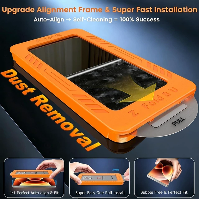 Alt view image 4 of 7 - 3 Pack for Galaxy Z Fold 8 Ultra Screen Protector Tempered Glass + 1 Pack Camera Lens Protector Military Grade Shatterproof 9H+ Hardness Auto Alignment Frame 6.5 Inch