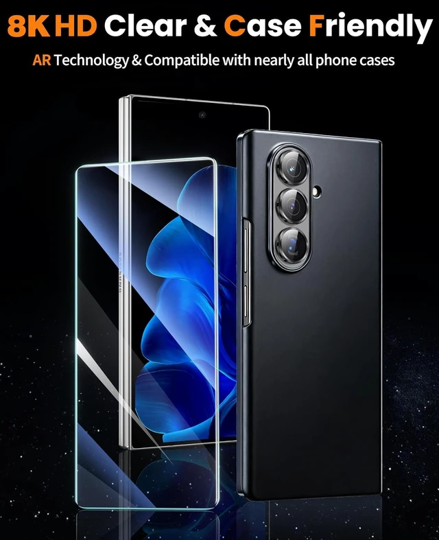 Alt view image 6 of 7 - 3 Pack for Galaxy Z Fold 8 Ultra Screen Protector Tempered Glass + 1 Pack Camera Lens Protector Military Grade Shatterproof 9H+ Hardness Auto Alignment Frame 6.5 Inch
