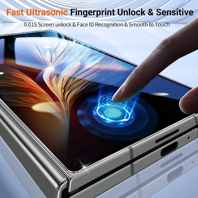 Alt view image 5 of 7 - 3 Pack for Galaxy Z Fold 8 Ultra Screen Protector Tempered Glass + 1 Pack Camera Lens Protector Military Grade Shatterproof 9H+ Hardness Auto Alignment Frame 6.5 Inch