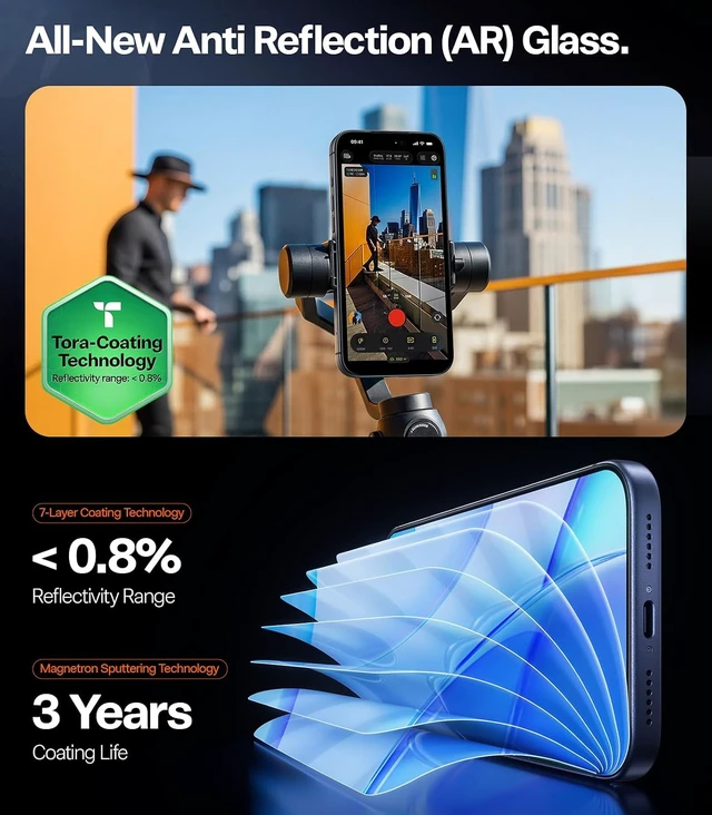 Alt view image 3 of 7 - OrigArmor Lite for iPhone 17 Pro Max Screen Protector Anti Glare