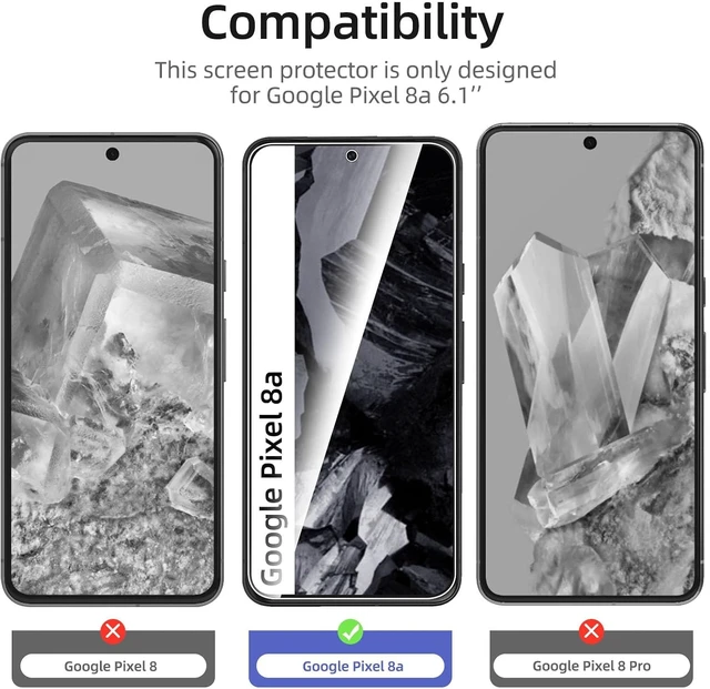 Alt view image 2 of 7 - NEWC for Google Pixel 8A Screen Protector Tempered Glass Bubble Free