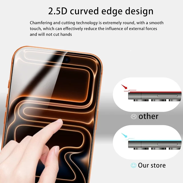 Alt view image 3 of 7 - Screen Protector For iPhone 17 Pro Tempered Glass 2-Pack With Easy Alignment Tool