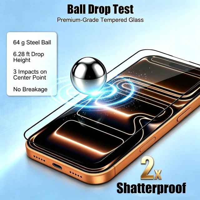 Alt view image 3 of 7 - Full Coverage Screen Protector for iPhone 17 Pro / 18 Pro (6.3)