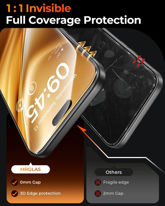 Alt view image 4 of 7 - 4-Pack TOP 9H+ Tempered Glass for iPhone 15 Pro Screen Protector
