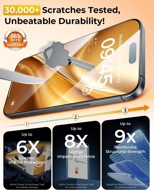 Alt view image 5 of 7 - 4-Pack TOP 9H+ Tempered Glass for iPhone 15 Pro Screen Protector