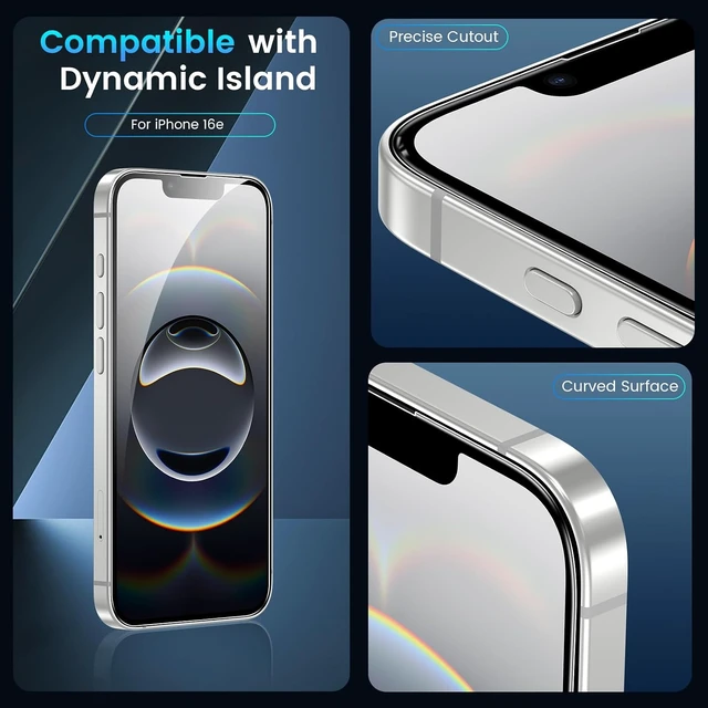Alt view image 6 of 7 - otbor 3Pack iPhone 16e / 17e 6.1 inch Screen Protector with 3Pack Camera Lens Protector 9H+ Tempered Glass Easy Installation Kit Case Friendly