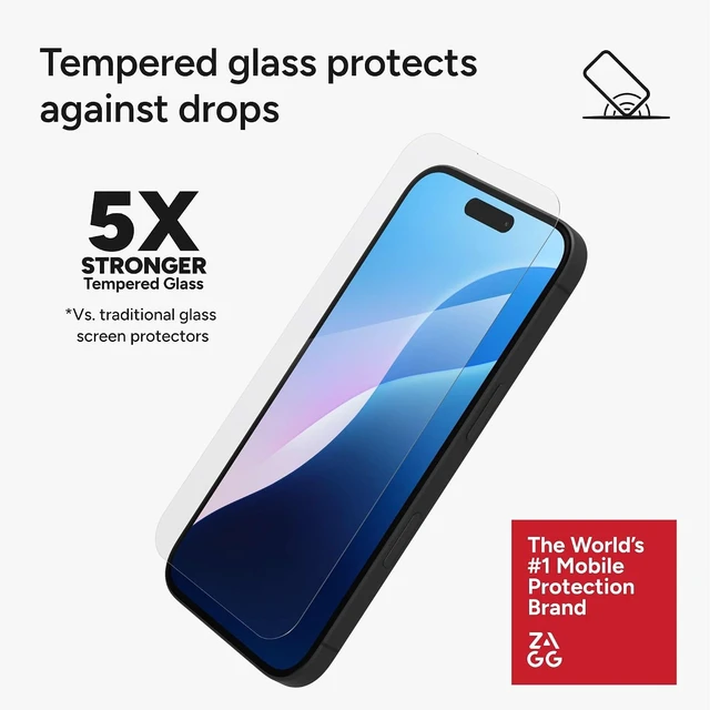 Alt view image 4 of 7 - InvisibleShield Glass Elite VisionGuard Screen Protector for iPhone 16 / 15 Ultimate Shatter Impact and Scratch Resistance Blue-Light Protection Anti-Fingerprint Technology Easy to Install