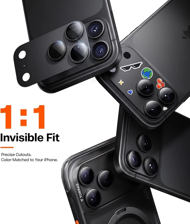 Alt view image 6 of 7 - for iPhone 18 Pro Camera Lens Protector 9H+ Black 1 Pack